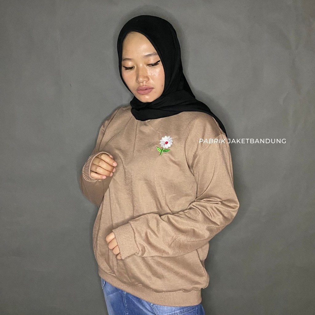 Daisy Flower Bordir // sweater crawneck Wanita