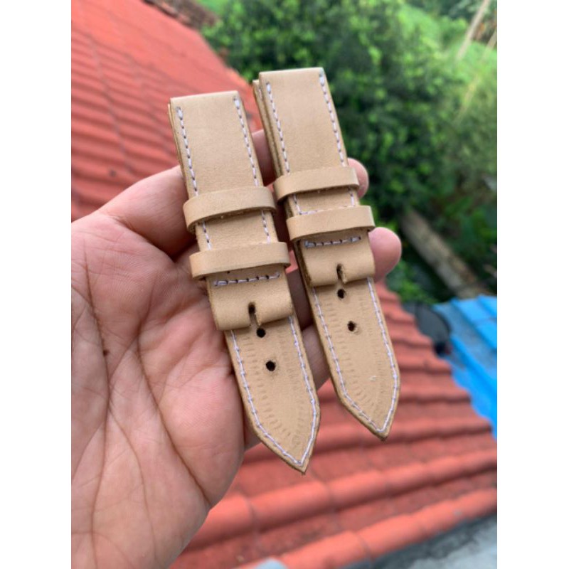 Strap Tali Jam Tangan Kulit Sapi Asli krem hand made