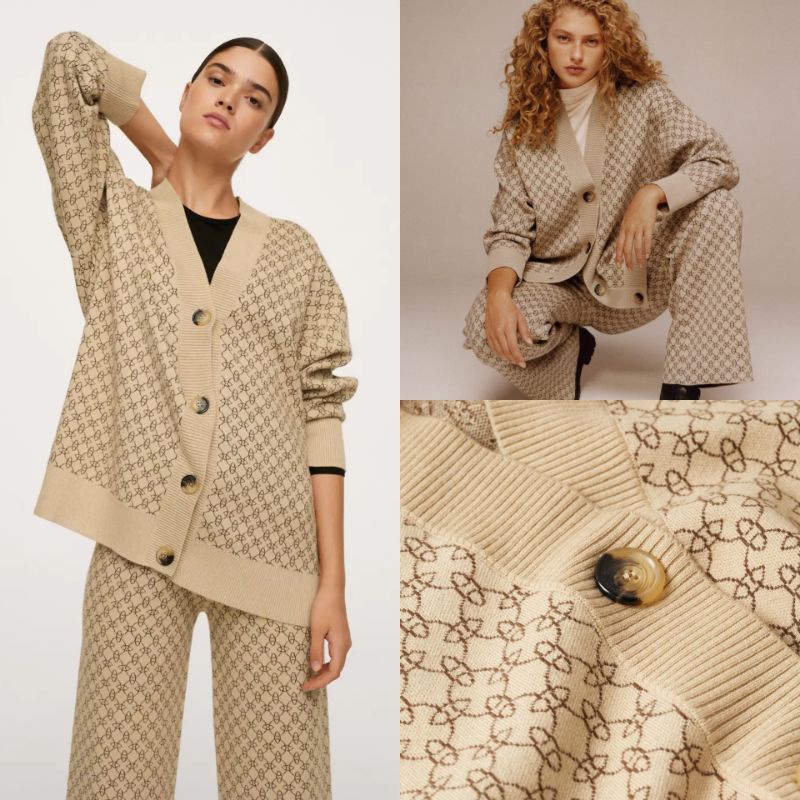 Knit Cardigan Oversized Outer Cardigan Oversized Cardigan Zara Original ZR Geometric Print Knit Card