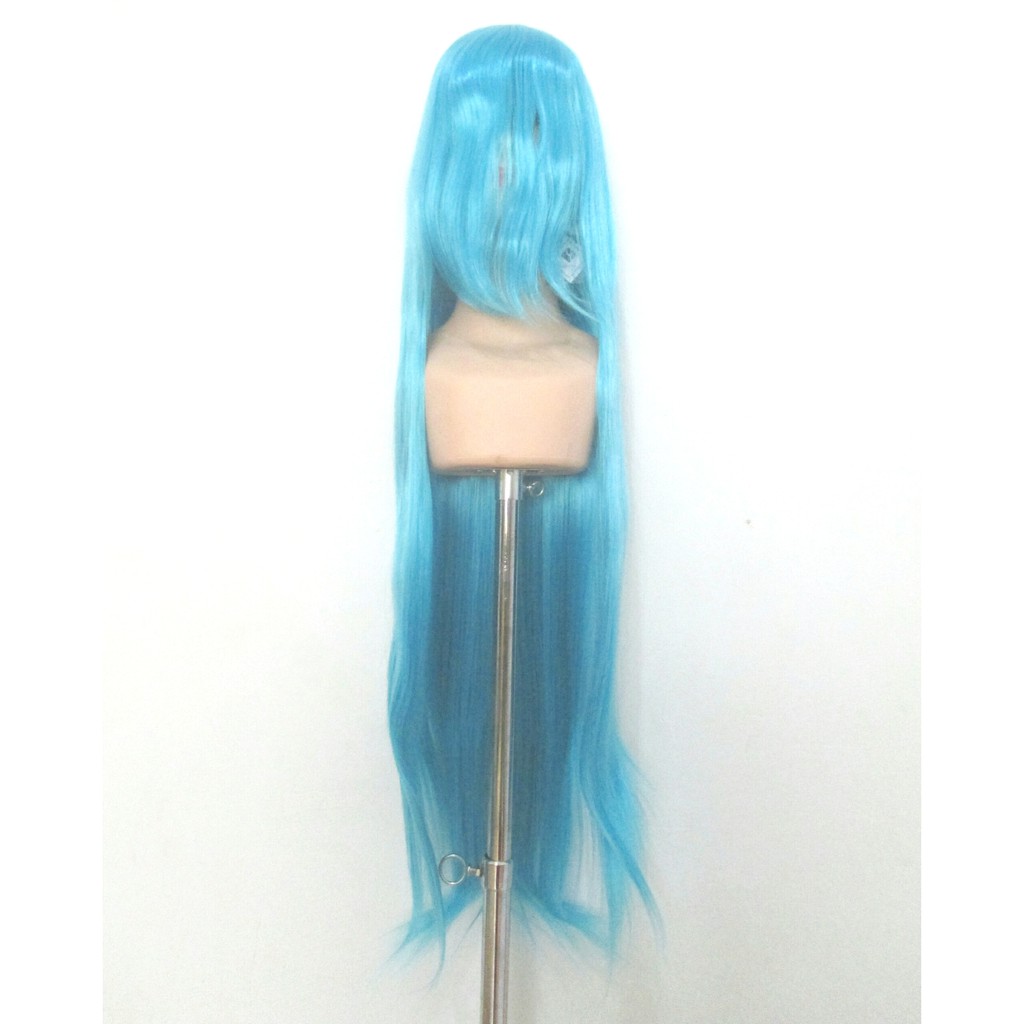Costume Halloween Kostum Pesta WIG RSW BASE 100CM LURUS BLUE SOLANUM