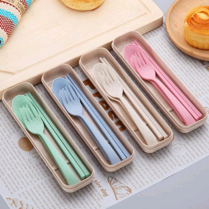 [DGB] SENDOK GARPU SUMPIT SET JERAMI WARNA DGB 3 IN 1 FULLSET BERKUALITAS TINGGU