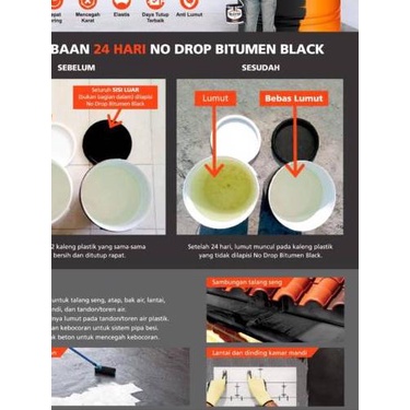 ✭ CAT PELAPIS ANTI BOCOR NO DROP BITUMEN BLACK 1KG / NODROP 1KG BITUMEN BLACK / NO DROP BITUMEN BLAC