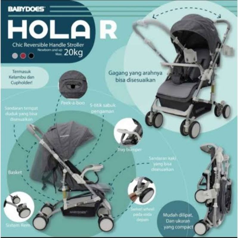 Stroller Babydoes Hola R reversible handle / stroller hadap ibu