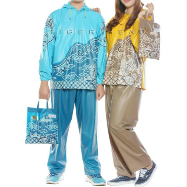 Jas Hujan Pria Wanita Setelan Celana Motif Batik Keren Laris Berkualitas Original Bandung
