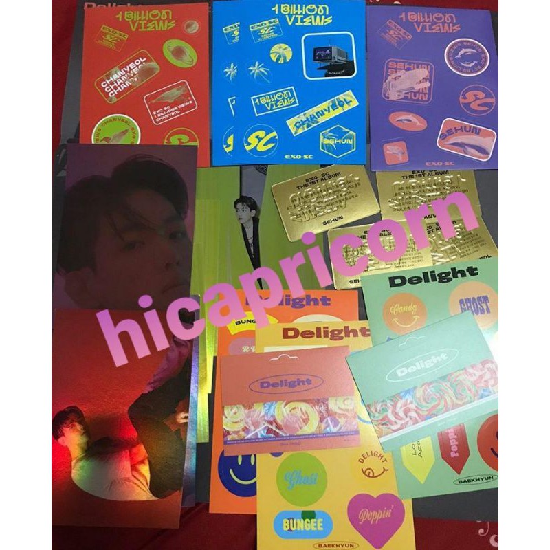 Sticker Postcard Hologram Card Note Gold Card Delight Exo Baekhyun 1 BillionViews Exo Sehun Chanyeol