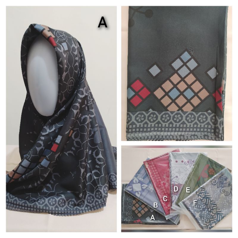 Hijab Azara Segiempat Motif, Laser Cut