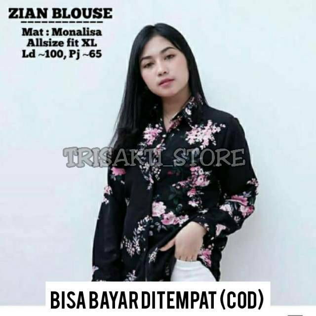 Setelan Monalisa  Ori Motif ZIAN BLACK dan Celana  Baggy 