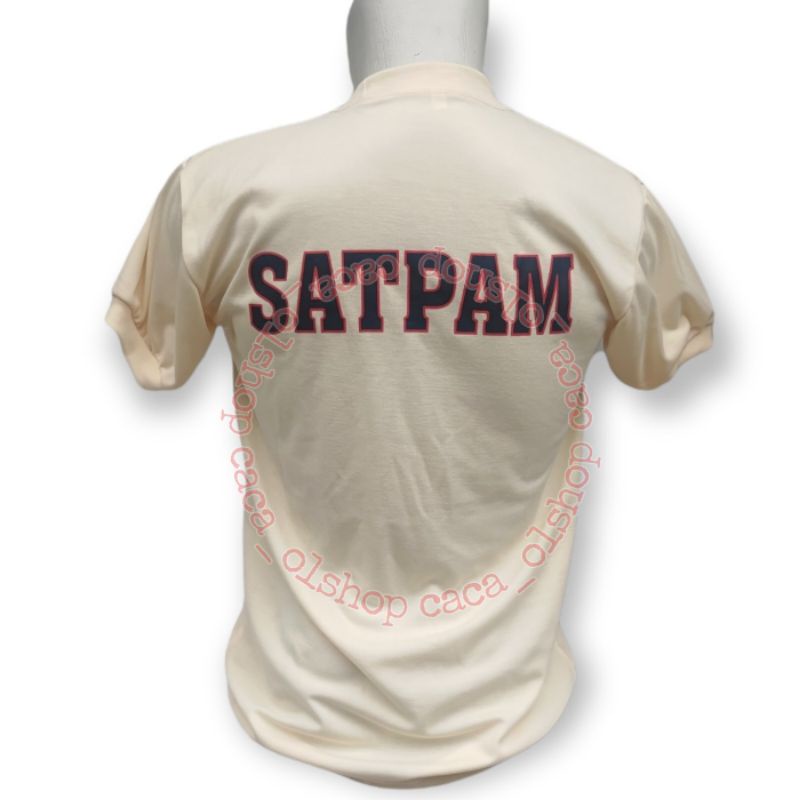 Kaos Dalam Satpam / Security Terbaru Logo Depan Belakang Warna Krem / Warna Cream