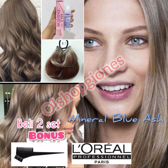 Loreal MajiFashion 8.1 Light Ash Blonde Brown Cat rambut L'oreal Profe - Cat Oxy6 Persen