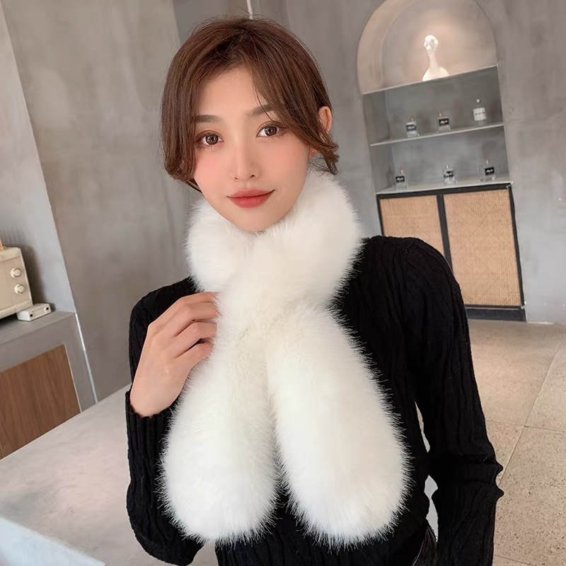 Scarf fur wanita winter syal musim dingin bulu hangat import korean style selendang