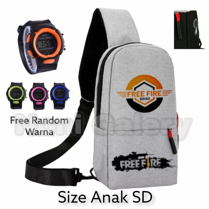 tas ssekolah anak SD model selempang - tas selmpang anak terbaru bonus jam sport anak