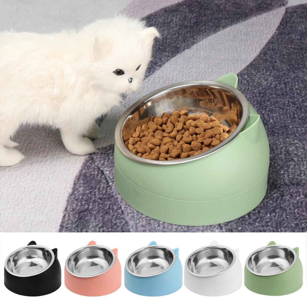 Solighter Mangkuk Makan Tahan Lama Puppy Feeder Piring Makanan Air Stainless Steel