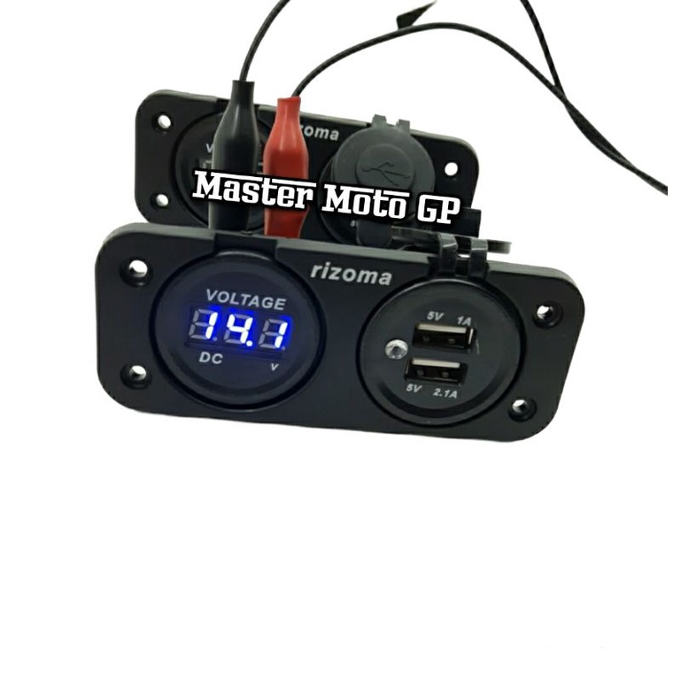 volt meter plus Usb Rizoma charger HP Voltmeter dan charger chager casan hp Voltmeter Aki motor Rizoma nmax pcx lexi aerox vario mio beat ADV Lexi Xmax