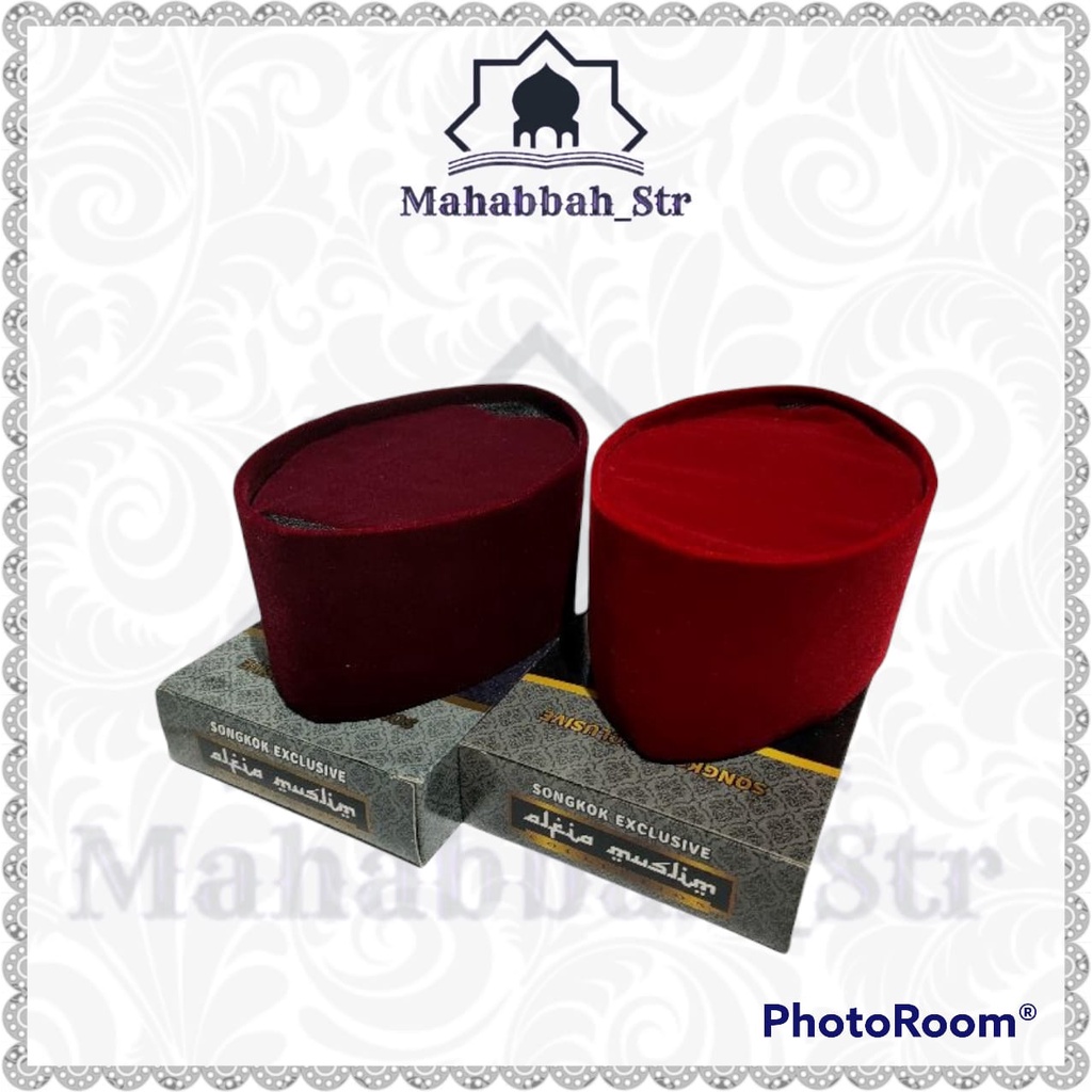 Kopiah Peci Merah Marun  Songkok Bludru Halus Dan Lembut