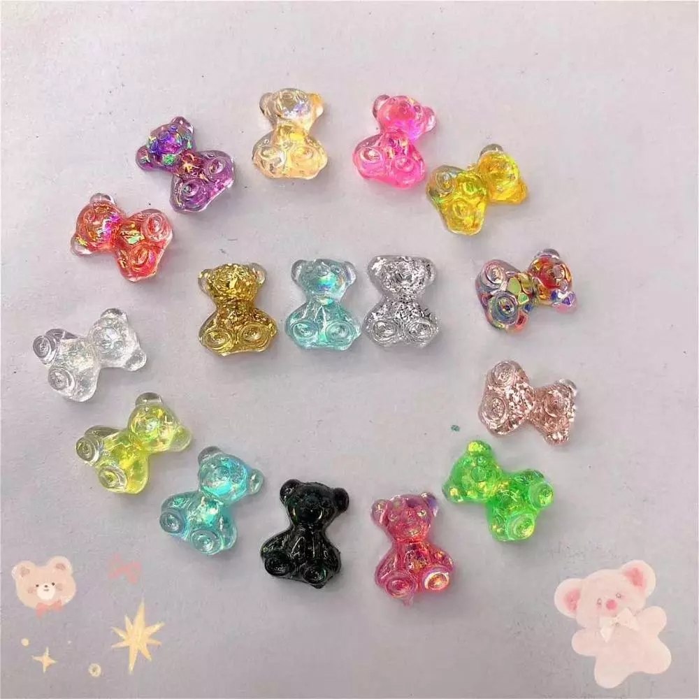 10pcs 8x10mm Stiker Kristal Glitter Bentuk Beruang 3d Untuk Dekorasi Nail Art