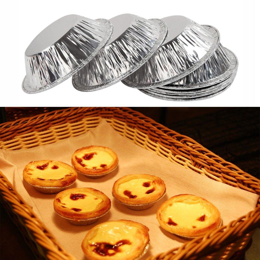 Solighter 20Pcs Cetakan Egg Tarts Kue Kering Bulat Cupcake Baking Alat Sekali Pakai