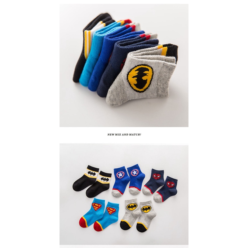 KAOS KAKI ANAK LAKI LAKI KARAKTER SUPERMAN SUPER HERO SOCK KIDS FASHION KOREA NEW USIA 3-12 TAHUN Y2