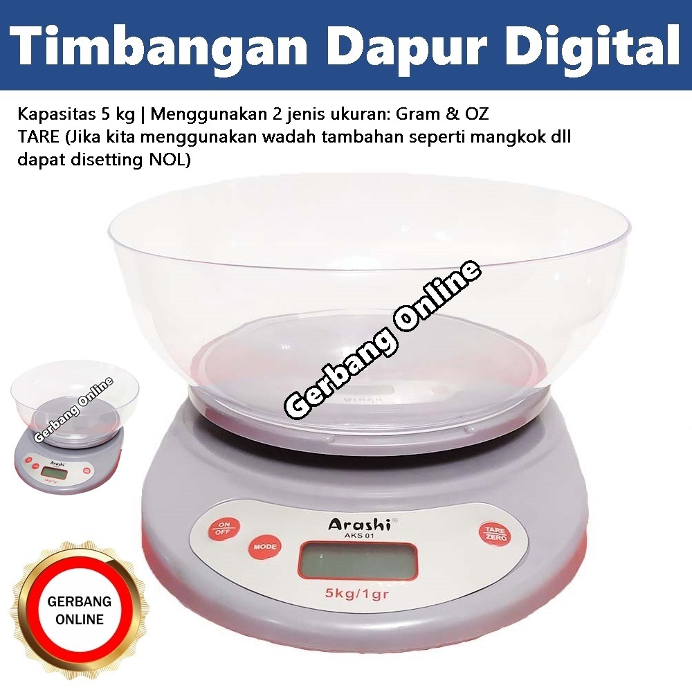 Timbangan Dapur Digital AKS01 Kitchen Scale Mangkok Kue 5Kg 5 KG Auto OFF