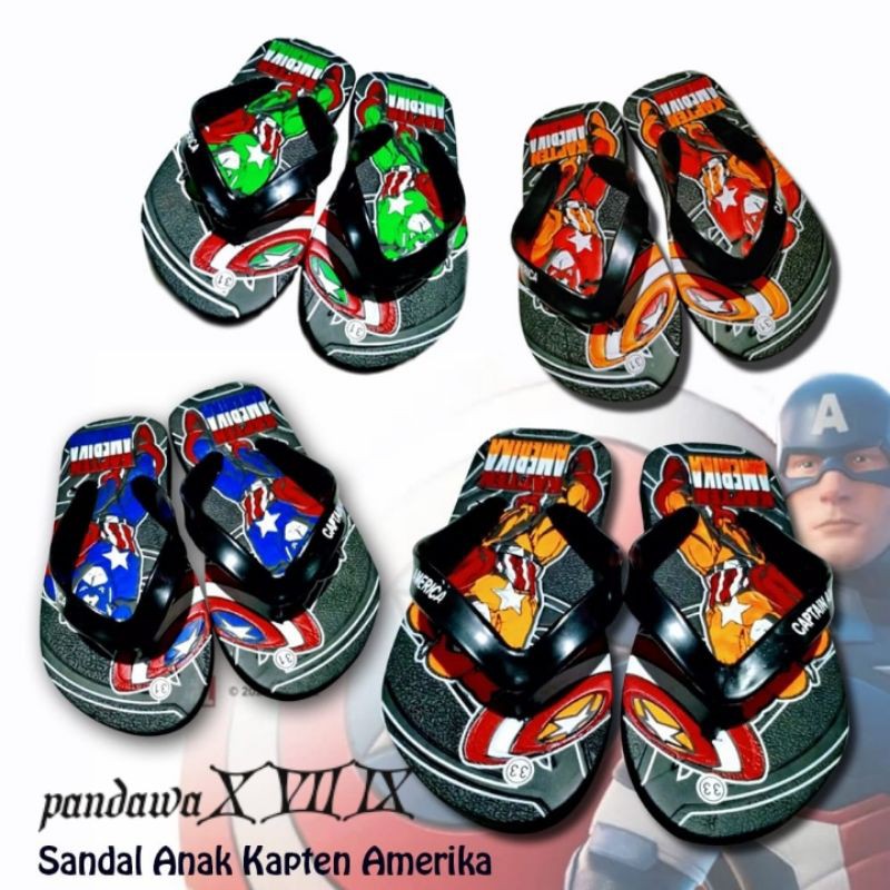 SANDAL ANAK KAPTEN AMERIKA SANDAL KRAKTER SIZE 21-35