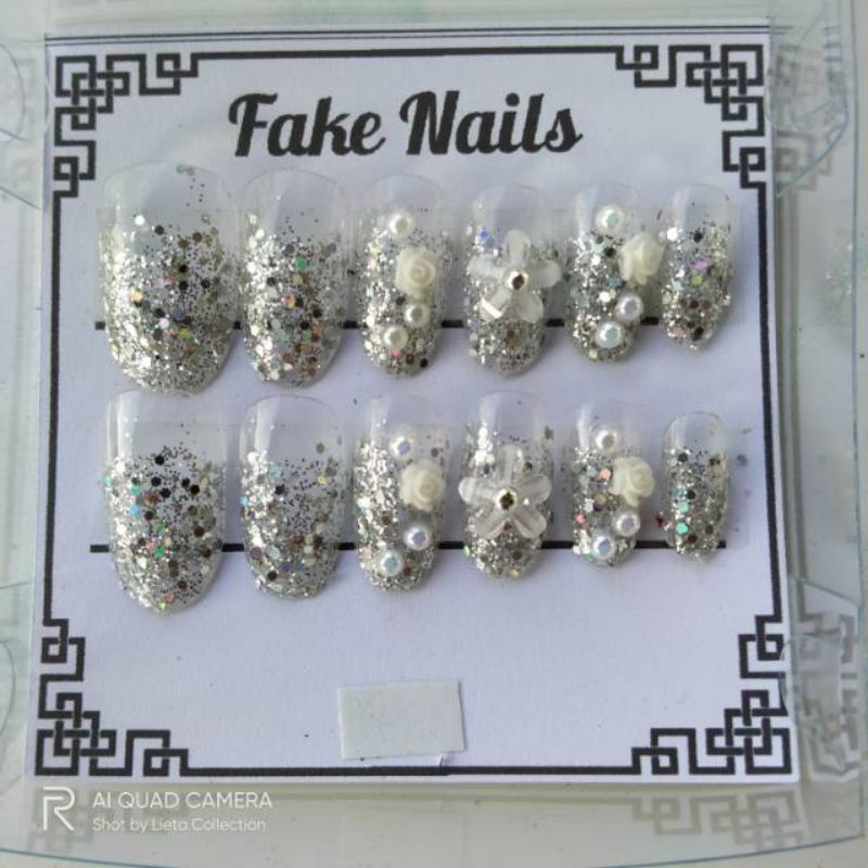 Kuku palsu FREE LEM /fake nails kuku 3d kuku wedding Kuku Palsu 3D Nail Art/ (60)