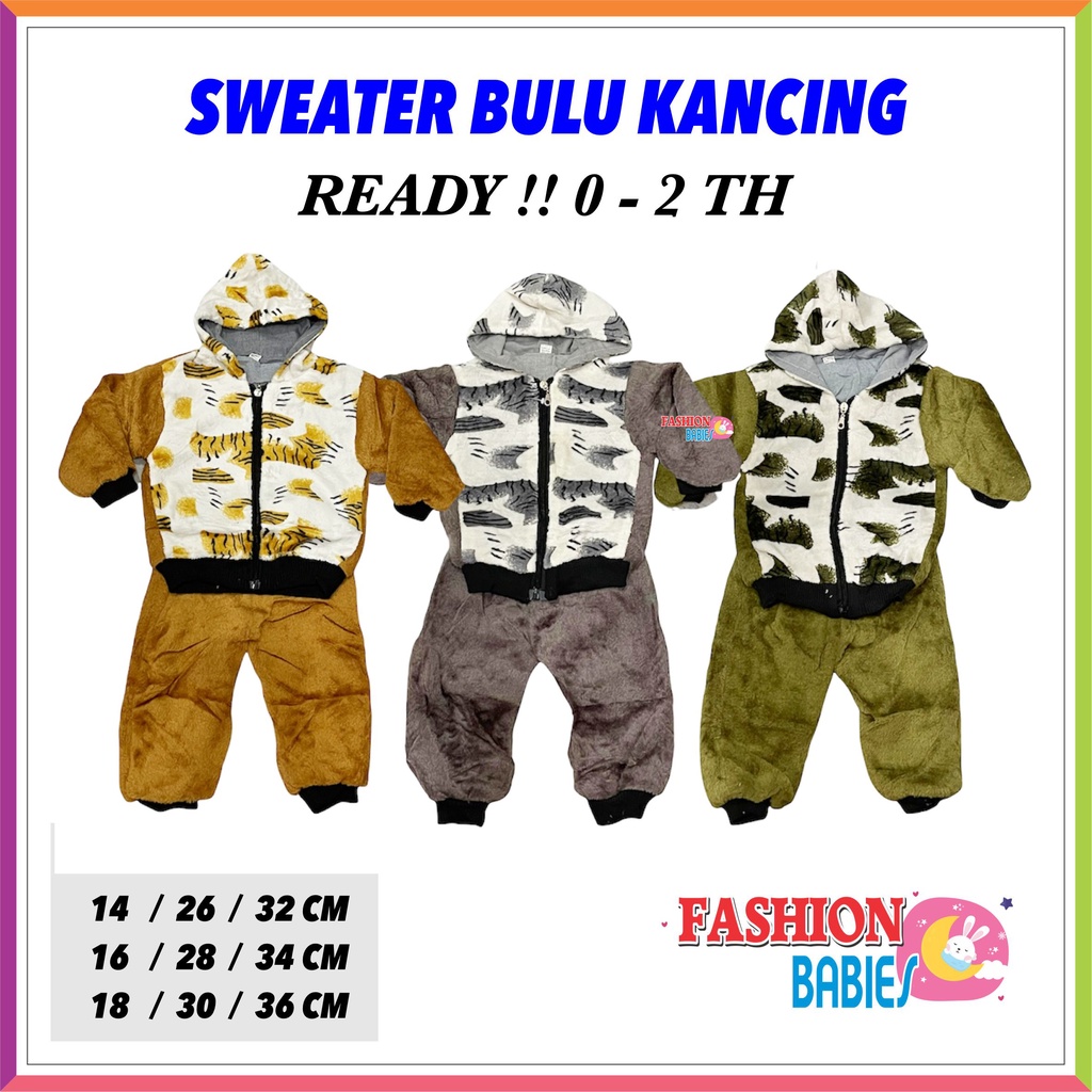 ❤ Fashionbabies ❤ SETELAN BULU IMPORT BERTOPI 0-2 TH MOTIF ANIMAL