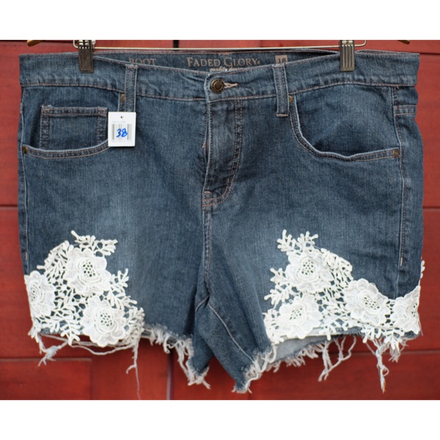 Faded glory lace short jeans jumbo bigsize