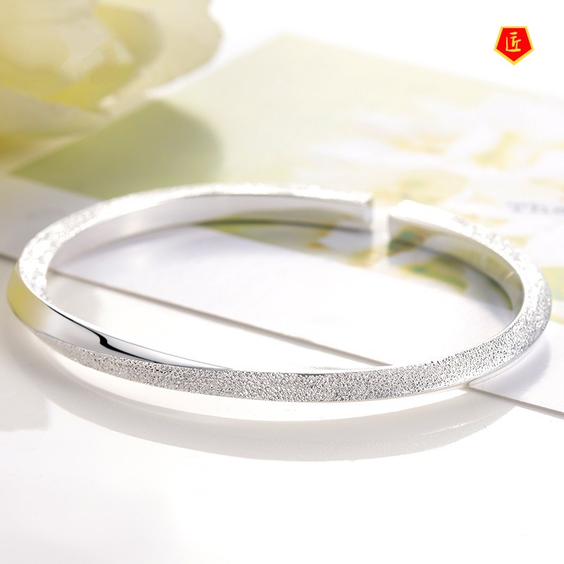 [Ready Stock]Women's Polished Frosted Silver Bracelet Fashion Simple