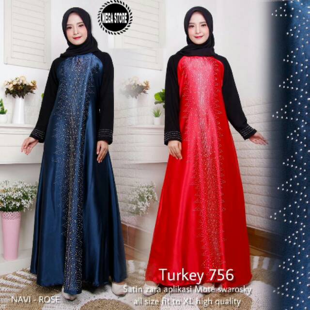  GAMIS  ABAYA SATIN ZARA MOTE SWAROSKY BAJU  MUSLIMAH 