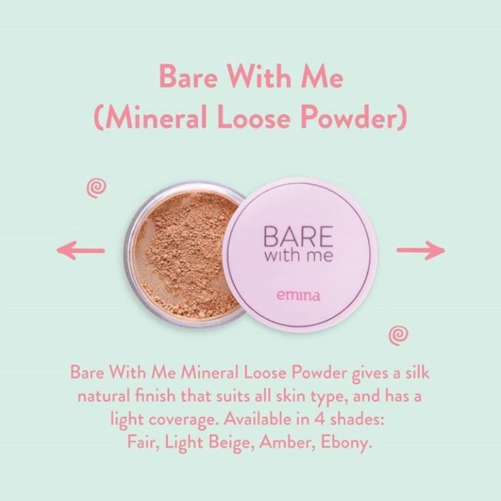 ORIGINAL EMINA BARE WITH ME MINERAL LOOSE POWDER 8gr NO.02 LIGHT BEIGE