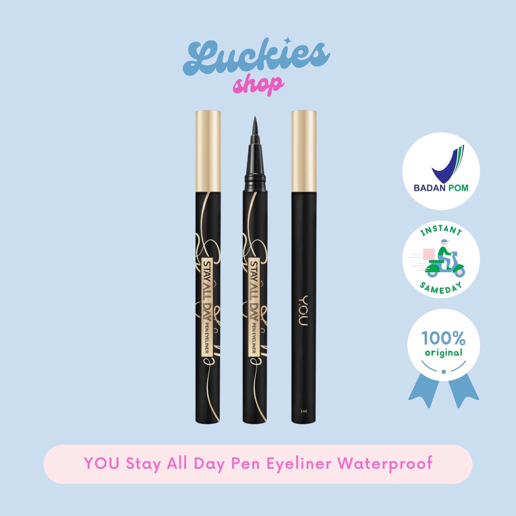 BPOM YOU Stay All Day Pen Eyeliner Waterproof Tahan Hingga 24 Jam Black Hitam Eye Liner Kajal