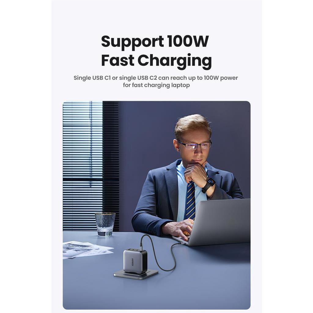 UGREEN Kepala Charger 100w GaN Multi Port Fast Charging Laptop Macbook