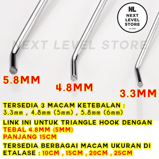 Triangle Hook Ram Tripod 15 CM Display Besi Stainless TEBAL 4.8mm 5mm