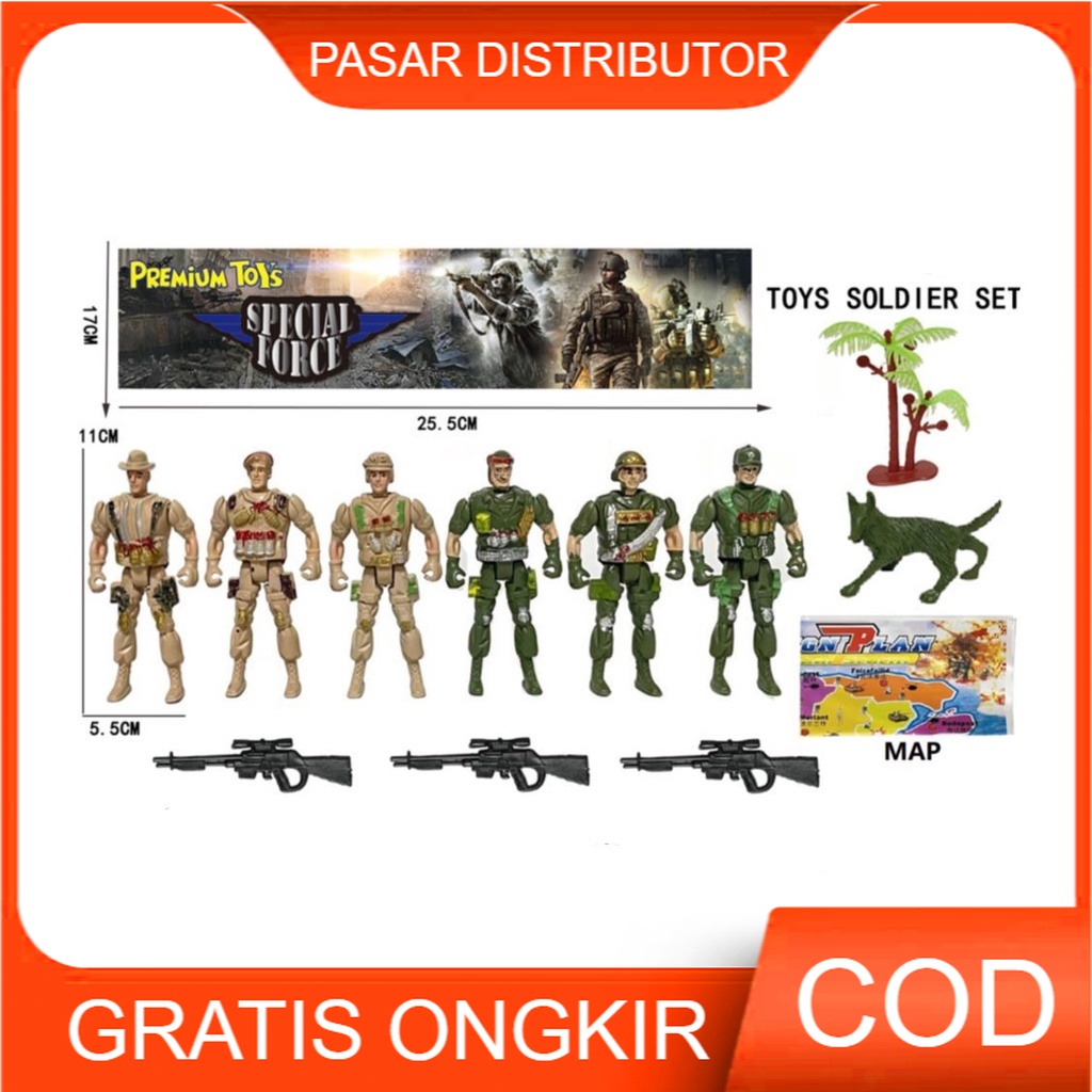 Mainan Anak TOYS SOLDIER SET ISI 6 Mainan Figure Set Diecast Militer