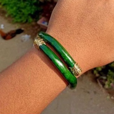 Gelang akar bahar asli tali arus hijau variasi alpaka