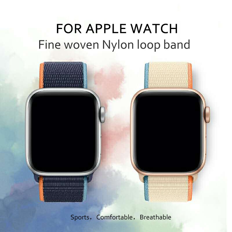 Strap Nilon 1: 1 Untuk Apple Watch Band 44mm 40mm 42mm 38mm Iwatch Series SE 6 5 4 3 2 1