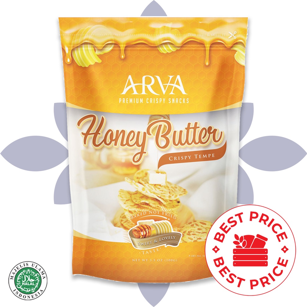 ARVA - HONEY BUTTER CRISPY TEMPE SNACK - 100 GR (PREMIUM &amp; HALAL)