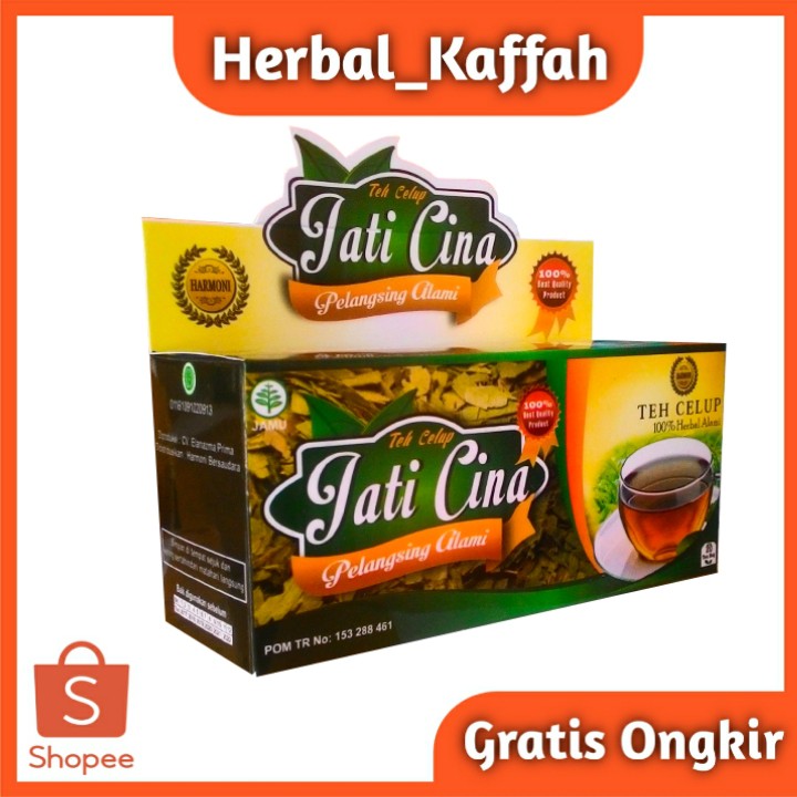 Teh Celup Daun Jati Cina Harmoni Pelangsing 100% Alami 1 Box Isi 20 Sachet