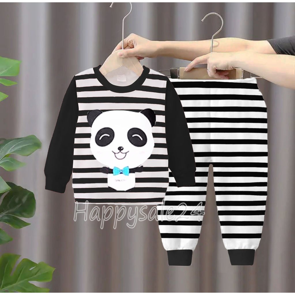 SETELAN ANAK BAJU ANAK ANAK 1-5 TAHUN SETELAN PANDA SALUR PIYAMA KAOS ANAK BAJU TIDUR ANAK