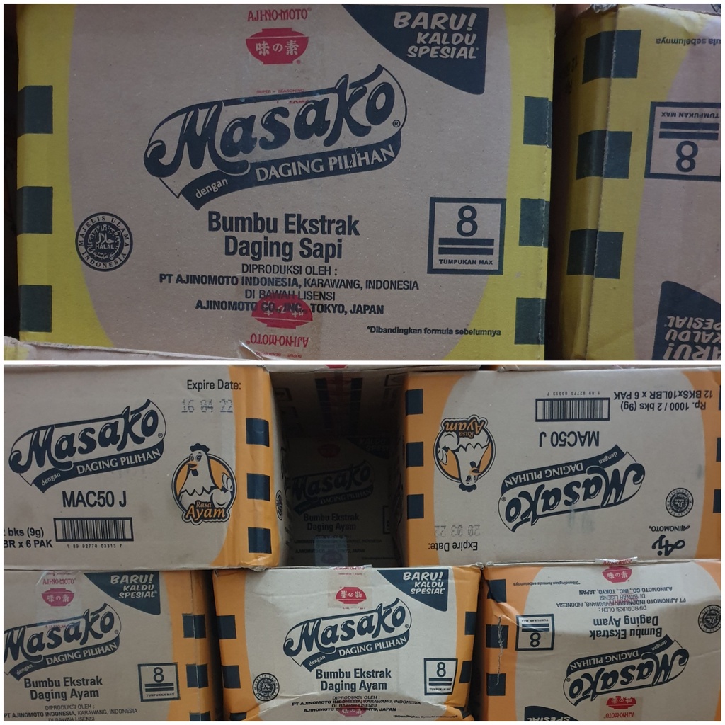 [Dus] Bumbu Masak Masako Rasa Ayam Dan Sapi  isi 720 SACHET x 9 gr - MAC30