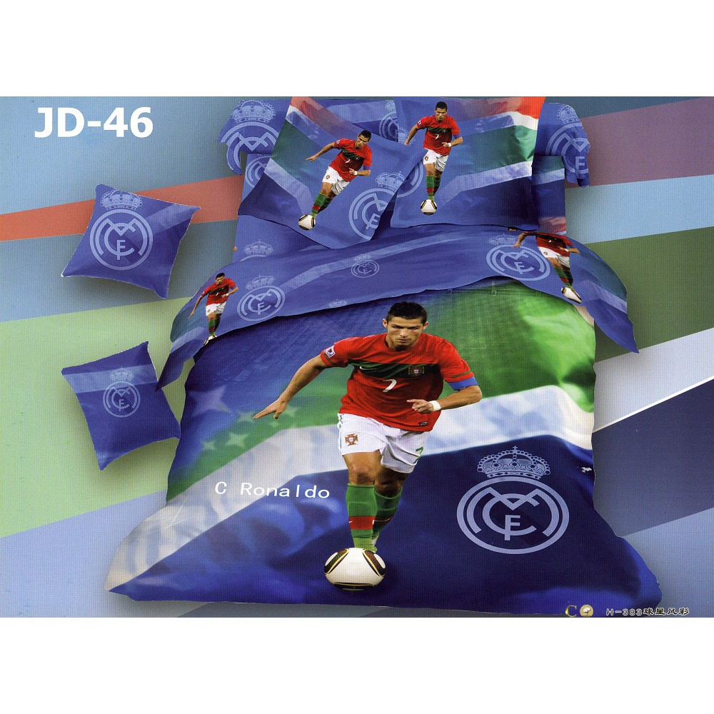 SALE sprei single bahan katun jepang reactive kode JD-46 motif ronaldo (belum termasuk bed cover)