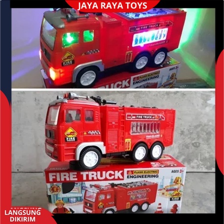 Mainan Mobil POLISI Pemadam Kebakaran BESAR Fire Truck Bump &amp; Go bersuara &amp; BerLampu NEW JY 685-687