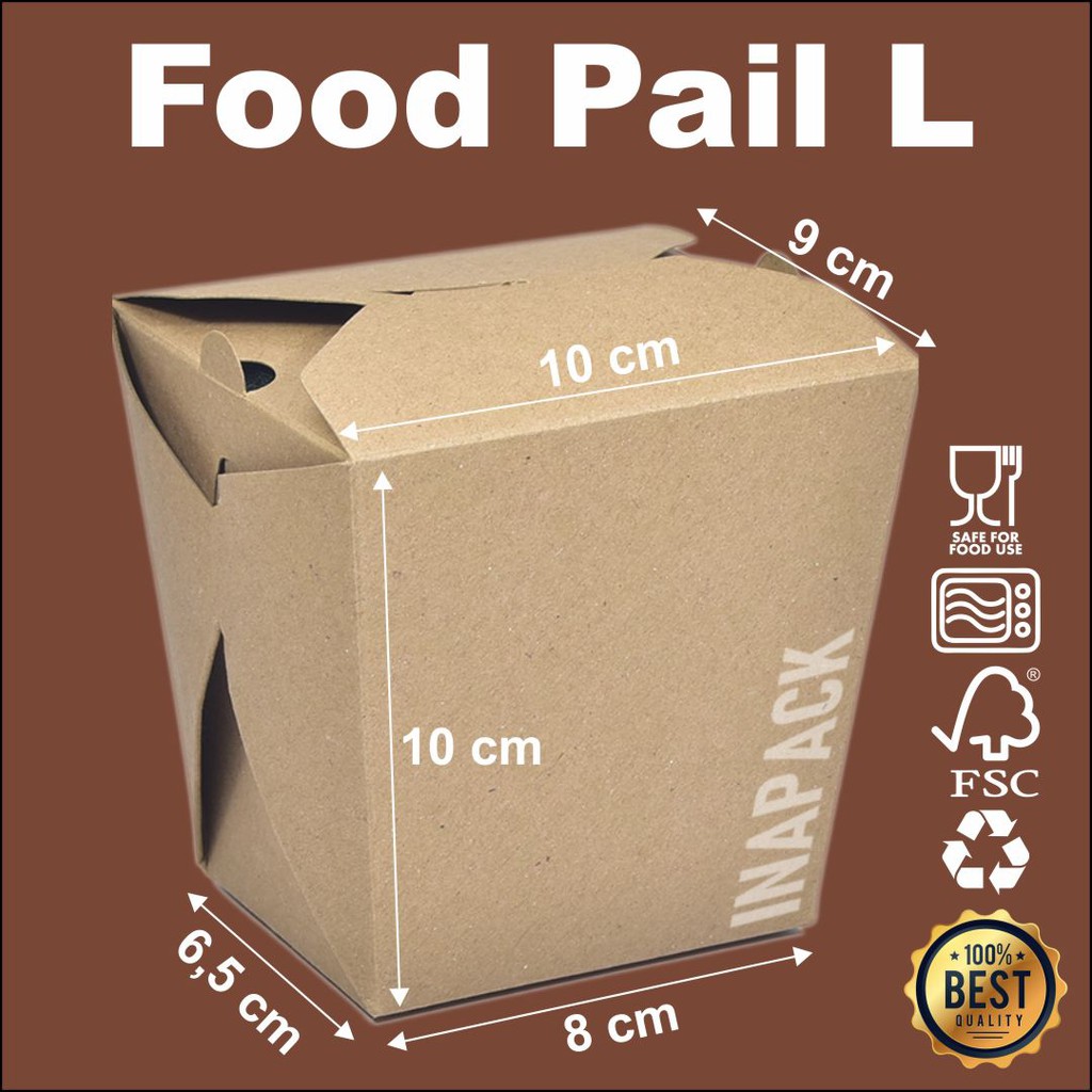 Jual Food Pail L, Kemasan Rice Box Laminating, Foodpail Kraft Indonesia