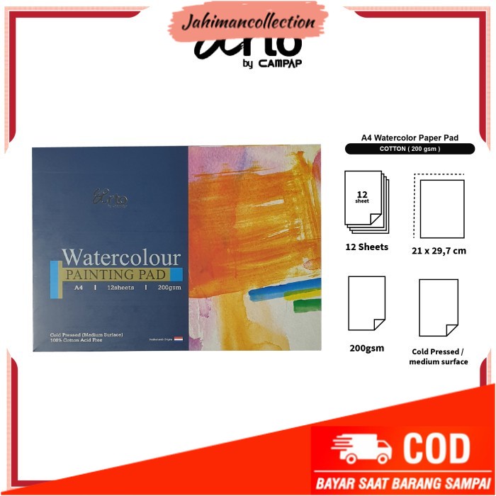 

✨ BISA COD ✨ Kertas Cat Air Arto A4 Watercolor Paper Pad - COTTON 200gsm