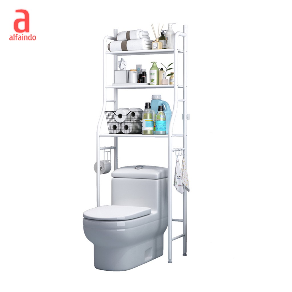 Alfaindo Rak Kamar Mandi Mesin Cuci Toilet Organizer Besi RM003 Kuat Awet