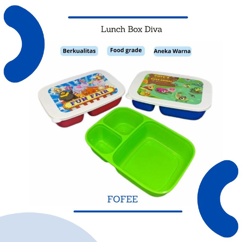 Diva 3 sekat - Lunch Box Tempat Makan Bekal Anak