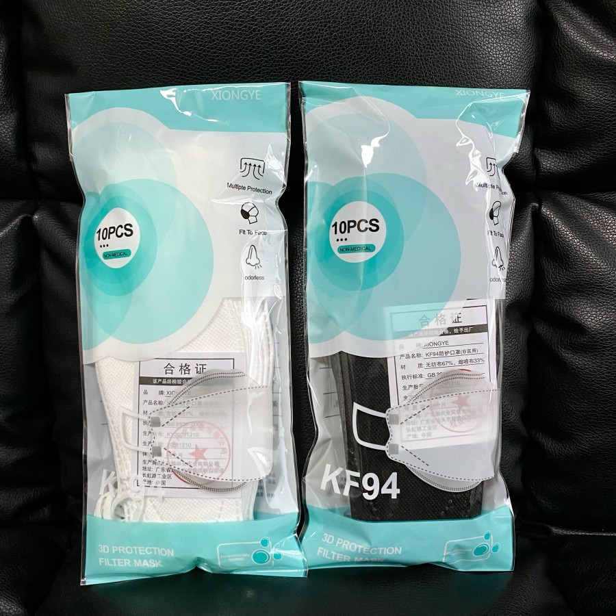 MASKER KOREA KF94 4PLY BLACK WHITE MODEL EVO...