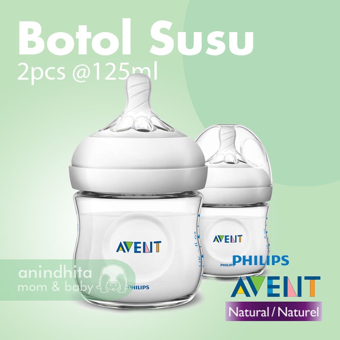 AVENT Natural Bottle 125ml Isi 2pcs | Botol susu bayi