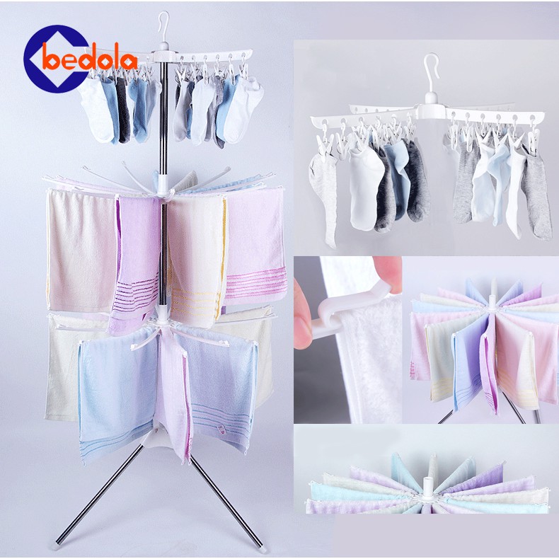 Bedola Rak jemuran baju lipat rak susun handuk foldable hanger