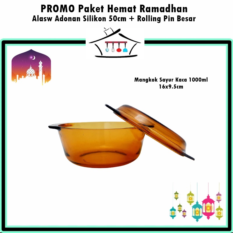 Paket Hemat Mangkok Sayur Kaca + Irus  Stainless