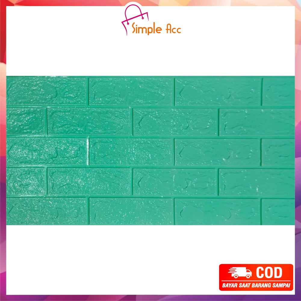 ~COD~ DO-C206 Wallpaper Dinding Foam 3D Kecil Motif Batu Bata/Walpaper Stiker Dinding Dekorasi Kamar-BatuBata HIJAUKUNING